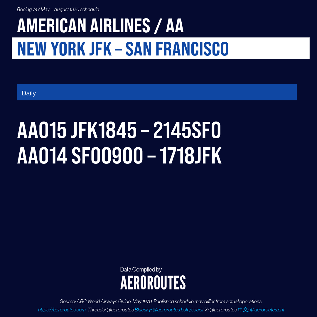 Data: Boeing 747 May – August 1970 Schedule — AeroRoutes